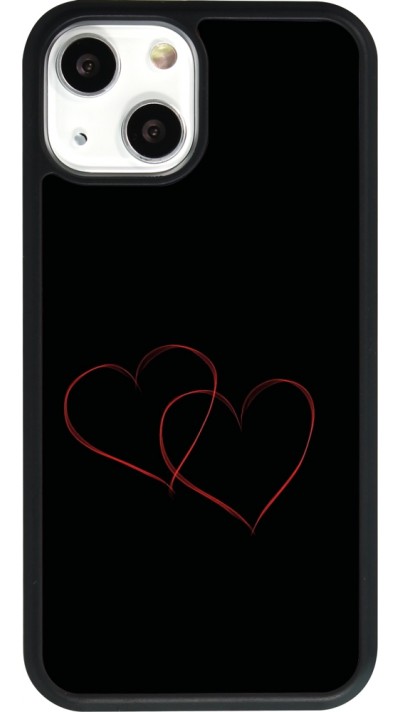 Coque iPhone 13 mini - Silicone rigide noir Valentine 2023 attached heart