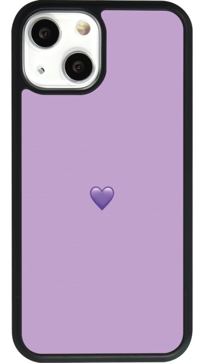 Coque iPhone 13 mini - Silicone rigide noir Valentine 2023 purpule single heart
