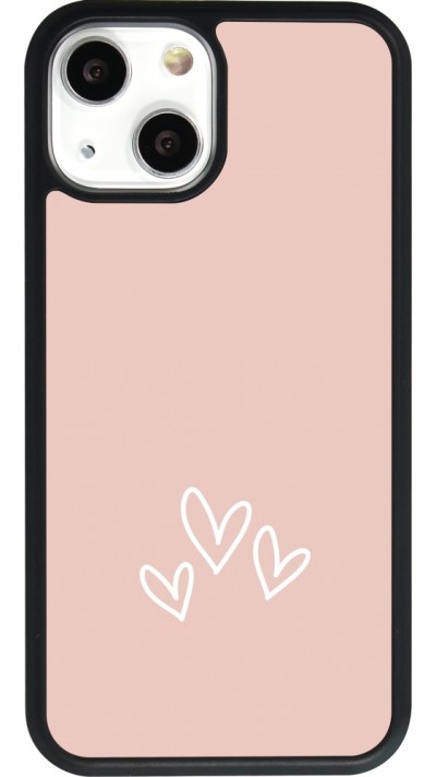 Coque iPhone 13 mini - Silicone rigide noir Valentine 2023 three minimalist hearts