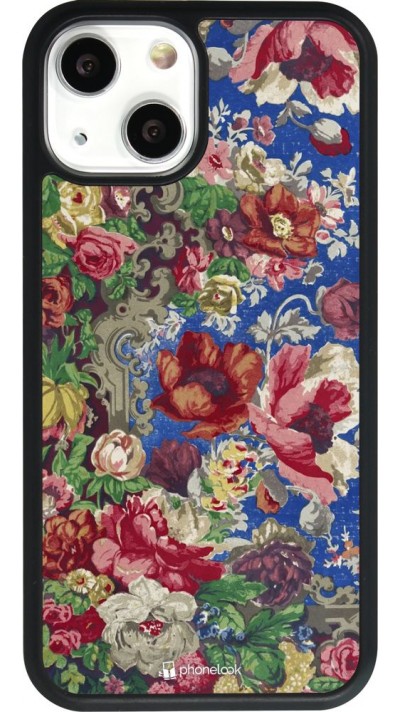 Coque iPhone 13 mini - Silicone rigide noir Vintage Art Flowers