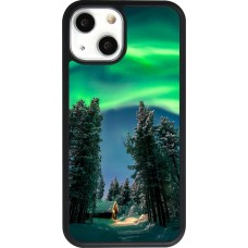 Coque iPhone 13 mini - Silicone rigide noir Winter 22 Northern Lights