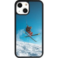 Coque iPhone 13 mini - Silicone rigide noir Winter 22 Ski Jump