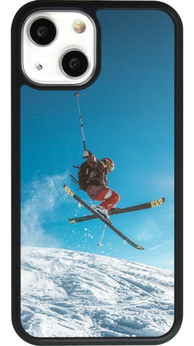 Coque iPhone 13 mini - Silicone rigide noir Winter 22 Ski Jump