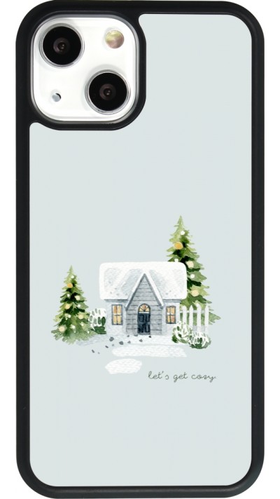 Coque iPhone 13 mini - Silicone rigide noir Winter 25 Cosy House