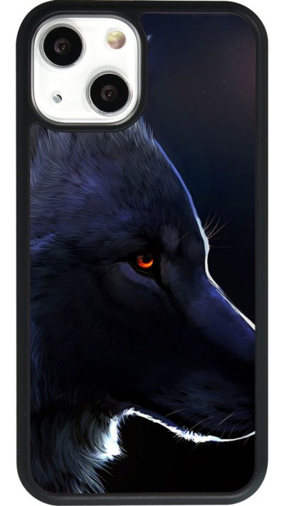 Coque iPhone 13 mini - Silicone rigide noir Wolf Shape