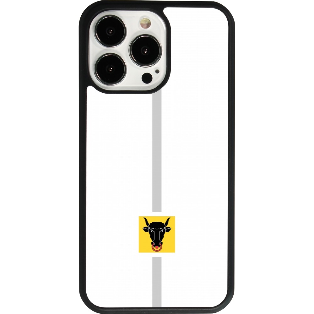 Coque iPhone 13 Pro - Silicone rigide noir Canton UR blanc