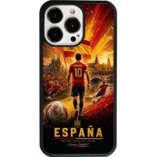 Coque iPhone 13 Pro - Silicone rigide noir Football Espagne splash 2026