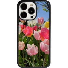 Coque iPhone 13 Pro - Silicone rigide noir Tulips 2026