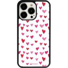 Coque iPhone 13 Pro - Silicone rigide noir Valentine 2022 Many pink hearts