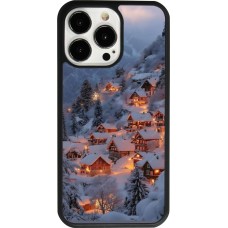 Coque iPhone 13 Pro - Silicone rigide noir Winter 25 Winter snowy village
