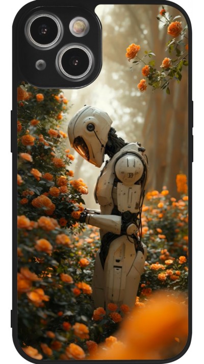Coque iPhone 14 - Silicone rigide noir Astronaut flowers 2025