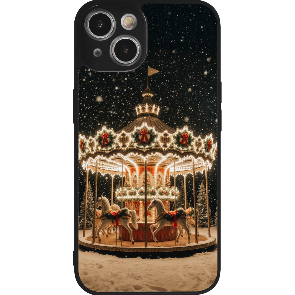 Coque iPhone 14 - Silicone rigide noir Christmas 25 Carousel