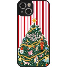 Coque iPhone 14 - Silicone rigide noir Christmas 25 Happy Holiday