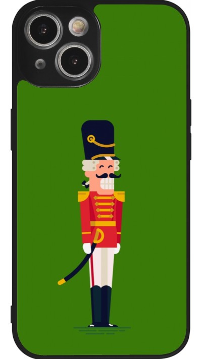 Coque iPhone 14 - Silicone rigide noir Christmas 25 Nutcracker Green