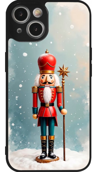 Coque iPhone 14 - Silicone rigide noir Christmas 25 Nutcracker Snow