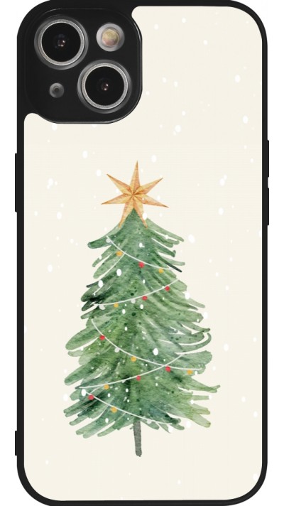 Coque iPhone 14 - Silicone rigide noir Christmas 25 Sketch Tree