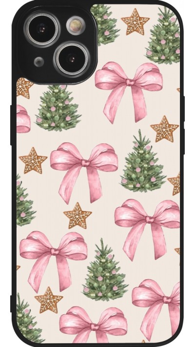 Coque iPhone 14 - Silicone rigide noir Christmas 25 Vintage Ribbons