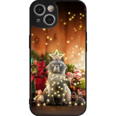 Coque iPhone 14 - Silicone rigide noir Christmas 25 Xmas Cat