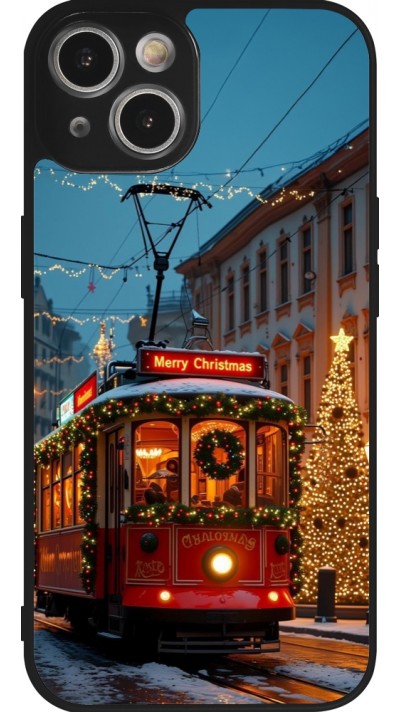 Coque iPhone 14 - Silicone rigide noir Christmas 25 Xmas Train