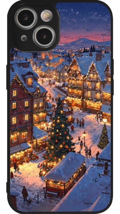 Coque iPhone 14 - Silicone rigide noir Christmas 25 Xmas Village