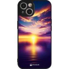 iPhone 14 Case Hülle - Silikon schwarz Sonnenuntergang gelb violett