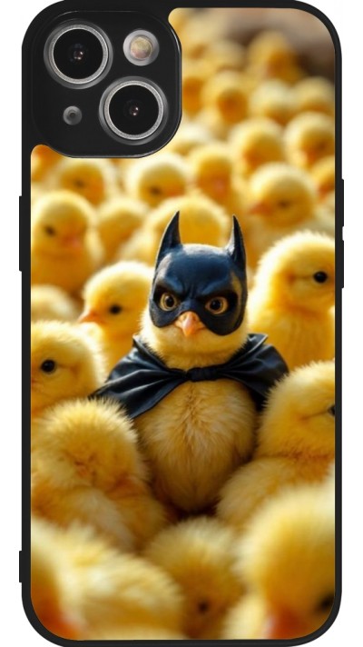 Coque iPhone 14 - Silicone rigide noir Easter 2026 Chicken Batman