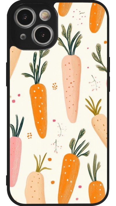 Coque iPhone 14 - Silicone rigide noir Easter 2026 Illustration carrots