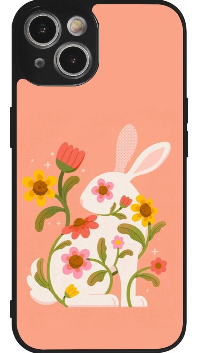 Coque iPhone 14 - Silicone rigide noir Easter 2026 Rabbit collage