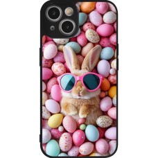 Coque iPhone 14 - Silicone rigide noir Easter 2026 Rabbit fun