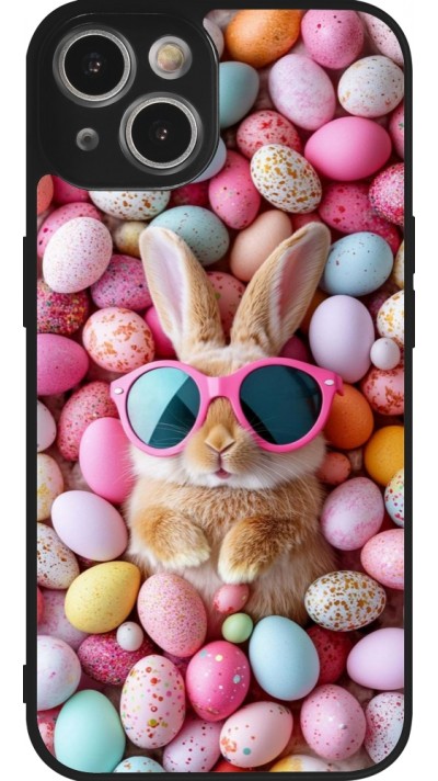 Coque iPhone 14 - Silicone rigide noir Easter 2026 Rabbit fun