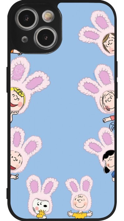 Coque iPhone 14 - Silicone rigide noir Easter 2026 Snoopy