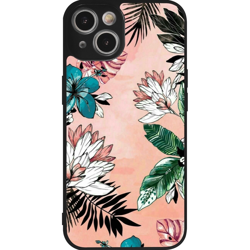Coque iPhone 14 - Silicone rigide noir Flowers Artprint