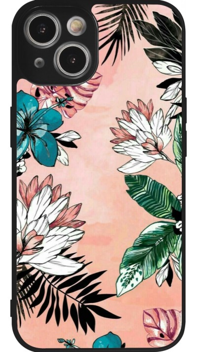 Coque iPhone 14 - Silicone rigide noir Flowers Artprint