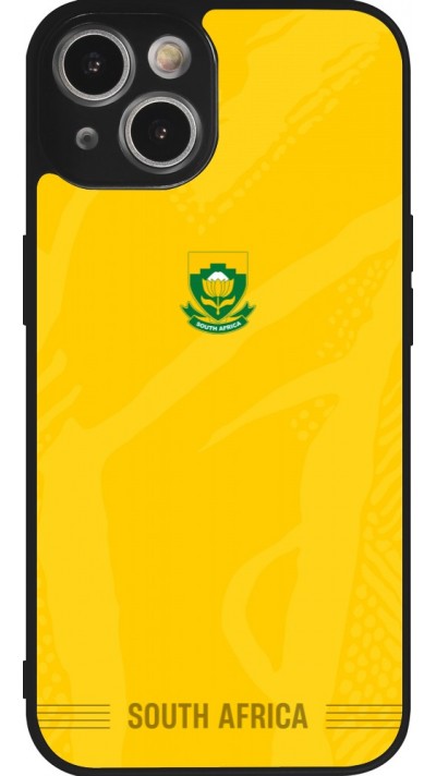 Coque iPhone 14 - Silicone rigide noir Maillot de football Afrique du Sud 2026 personnalisable