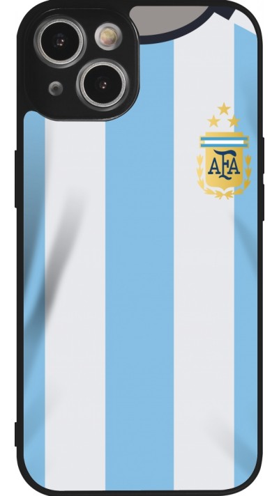 Coque iPhone 14 - Silicone rigide noir Maillot de football Argentine 2022 personnalisable