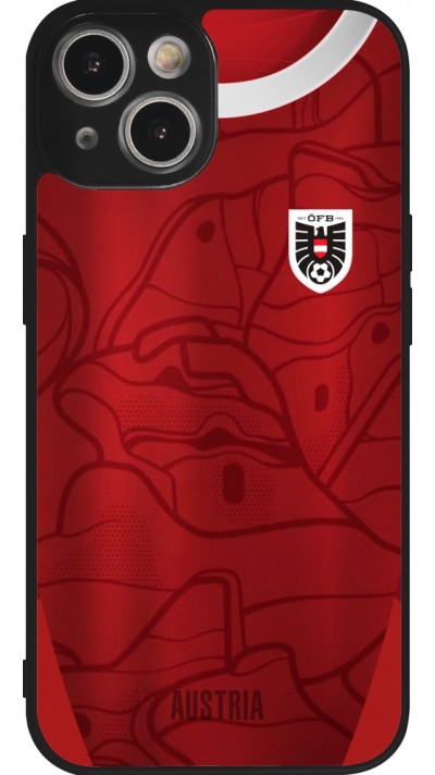 Coque iPhone 14 - Silicone rigide noir Maillot de football Autriche personnalisable
