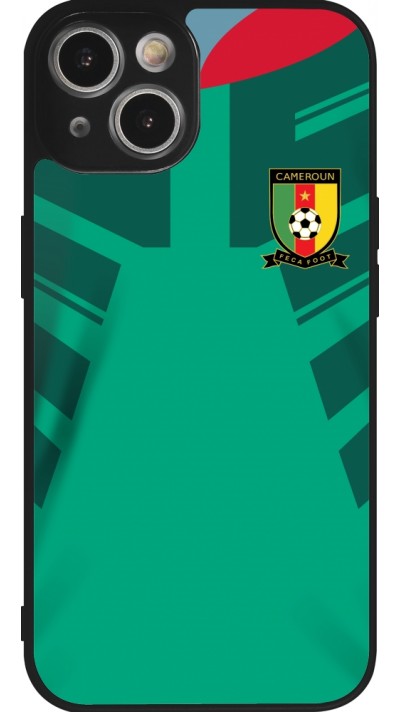 Coque iPhone 14 - Silicone rigide noir Maillot de football Cameroun 2022 personnalisable