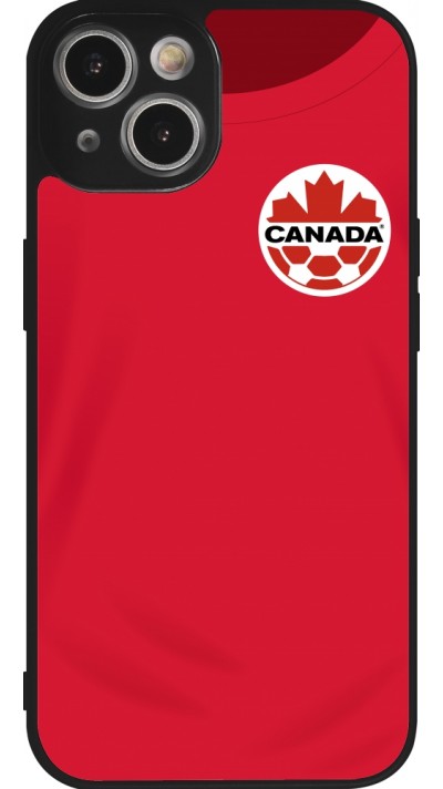 Coque iPhone 14 - Silicone rigide noir Maillot de football Canada 2022 personnalisable
