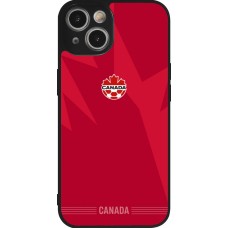 Coque iPhone 14 - Silicone rigide noir Maillot de football Canada 2026 personnalisable