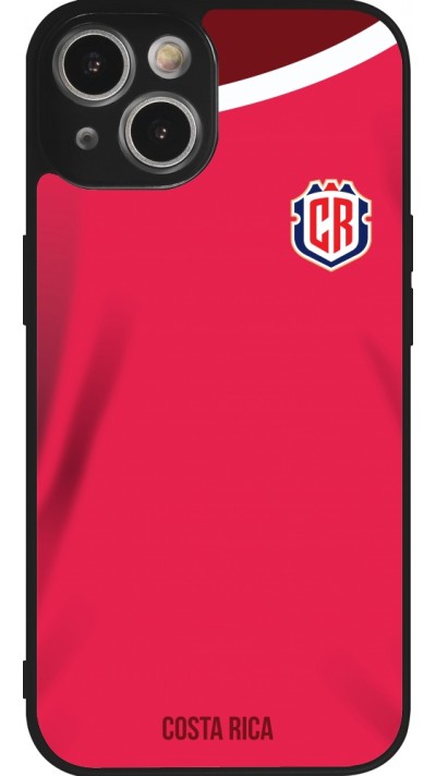 Coque iPhone 14 - Silicone rigide noir Maillot de football Costa Rica 2022 personnalisable
