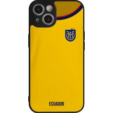 Coque iPhone 14 - Silicone rigide noir Maillot de football Equateur 2022