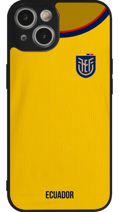 Coque iPhone 14 - Silicone rigide noir Maillot de football Equateur 2022