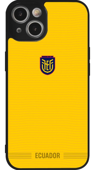 Coque iPhone 14 - Silicone rigide noir Maillot de football E?quateur 2026 personnalisable
