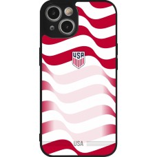 Coque iPhone 14 - Silicone rigide noir Maillot de football États-Unis 2026 personnalisable