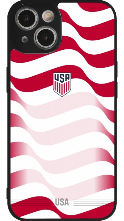 Coque iPhone 14 - Silicone rigide noir Maillot de football E?tats Unis 2026 personnalisable