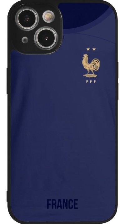 Coque iPhone 14 - Silicone rigide noir Maillot de football France 2022 personnalisable
