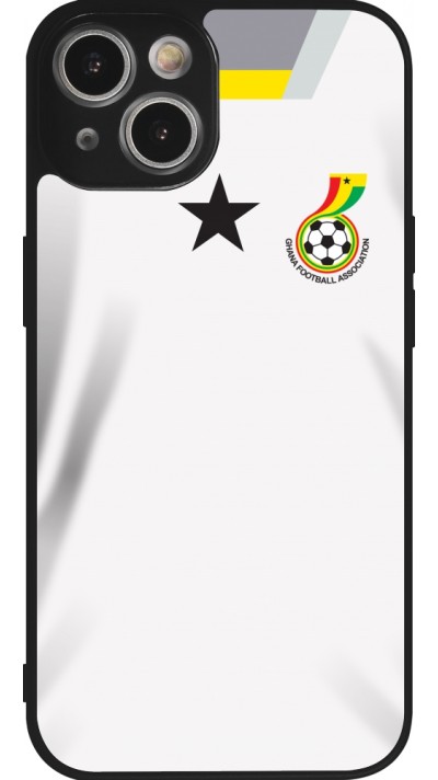 Coque iPhone 14 - Silicone rigide noir Maillot de football Ghana 2022 personnalisable
