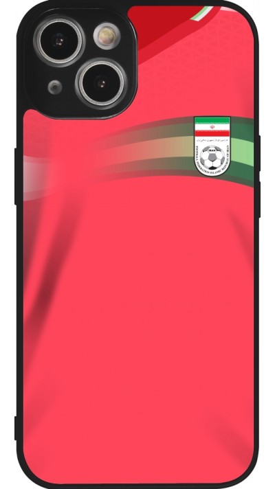 Coque iPhone 14 - Silicone rigide noir Maillot de football Iran 2022 personnalisable