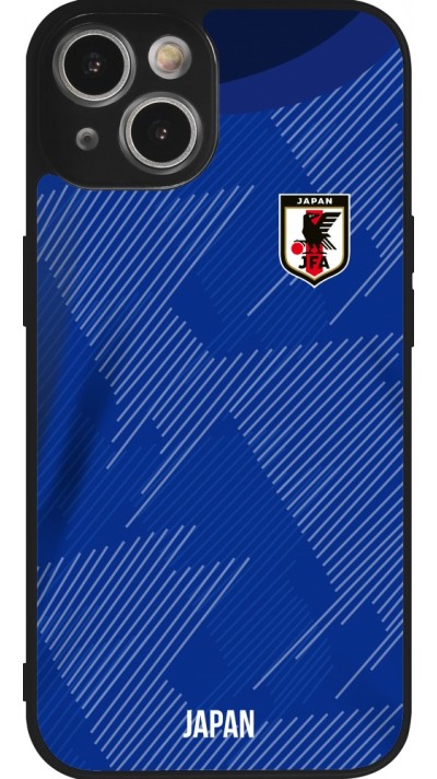Coque iPhone 14 - Silicone rigide noir Maillot de football Japon 2022 personnalisable