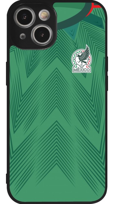 Coque iPhone 14 - Silicone rigide noir Maillot de football Mexique 2022 personnalisable